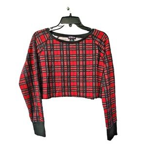 NEW Just One Women Plaid Flannel Crop Top Size M